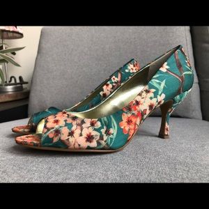 Nine West Satin Peep-Toe Pumps - Cherry Blossom